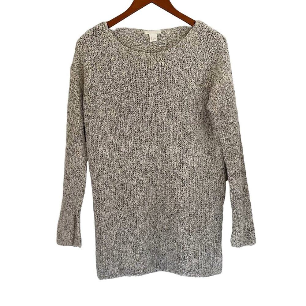 H&M Tan Marled Cotton Blend Oversized Chunky Knit Sweater/Tunic, S